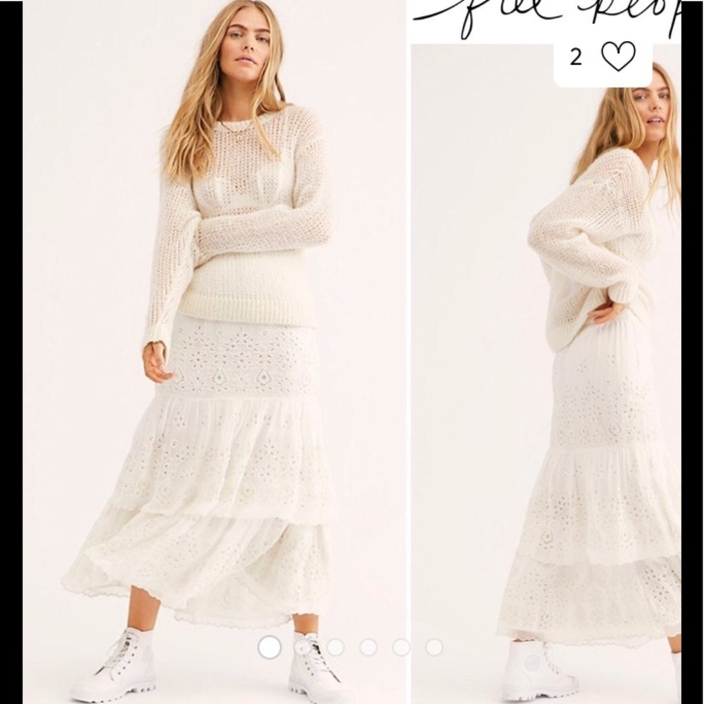 SALE New Free People Wilder Eyelet Midi/Maxi Skirt Size 0 or 2 NWOT - Picture 1 of 14